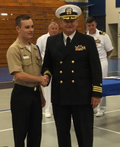 Cadet Chief Petty Officer Jacob L. Greenwood receives the H. L. Hunley JROTC Medal